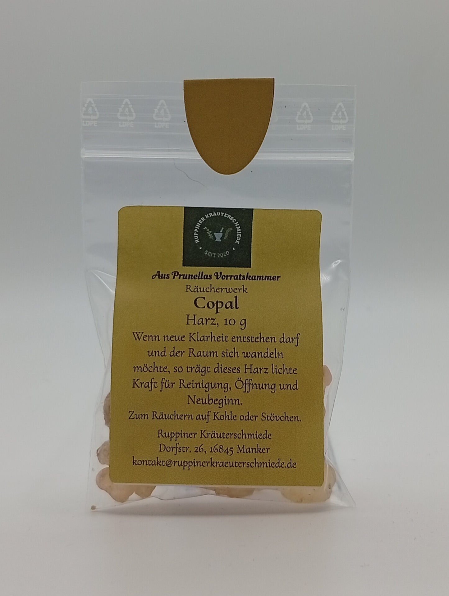 Kleine verschließbare Tüte Copal.