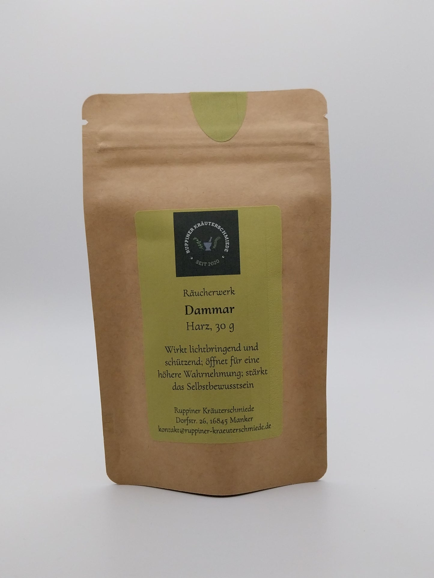 Dammar in einem Standbodenbeutel