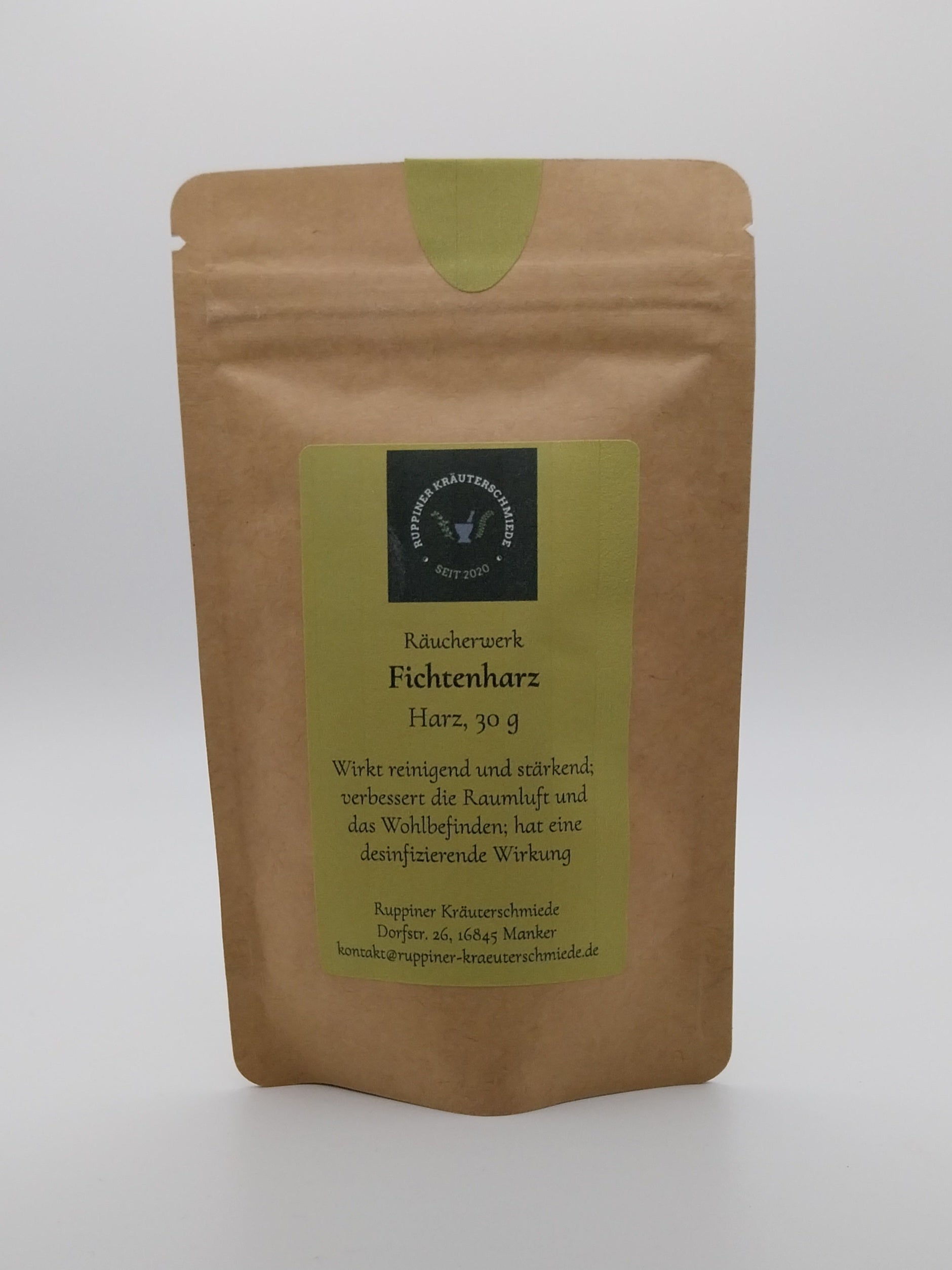 Fichtenharz in einem Standbodenbeutel