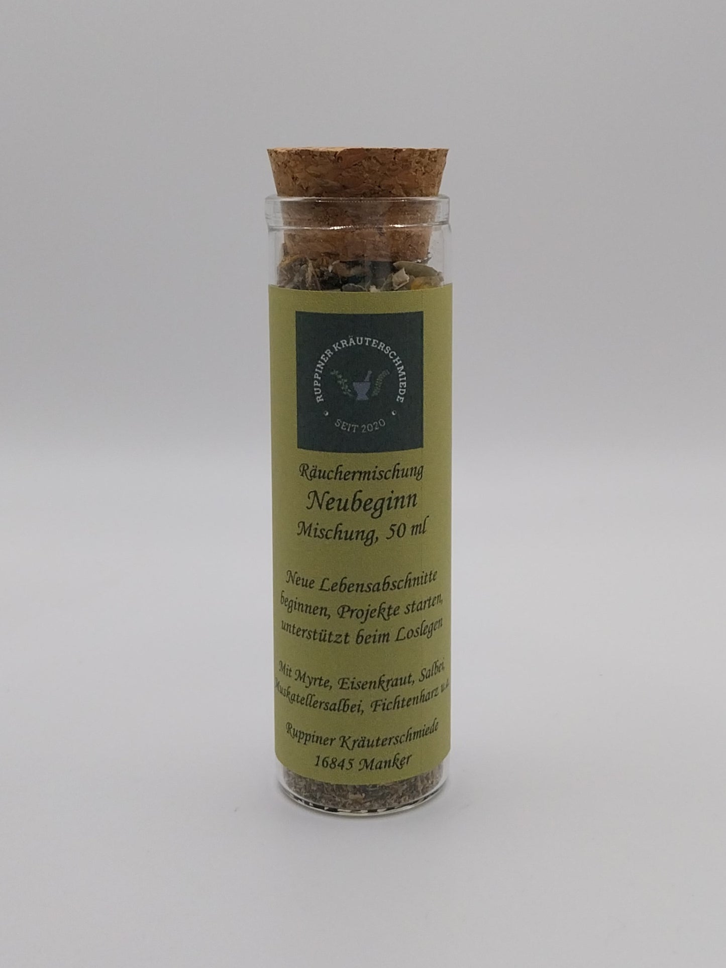 Glas mit Neubeginn-Räucherung.