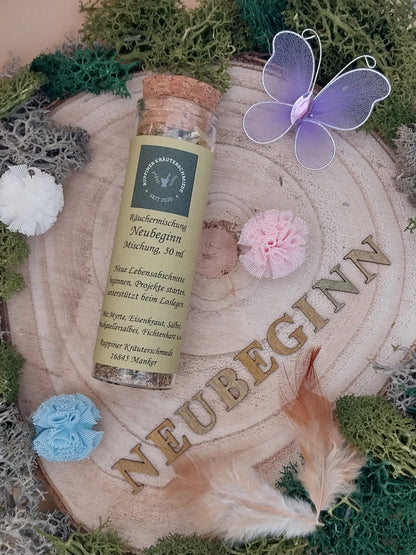 Räuchermischung Neubeginn in einem verschließbaren Glas.