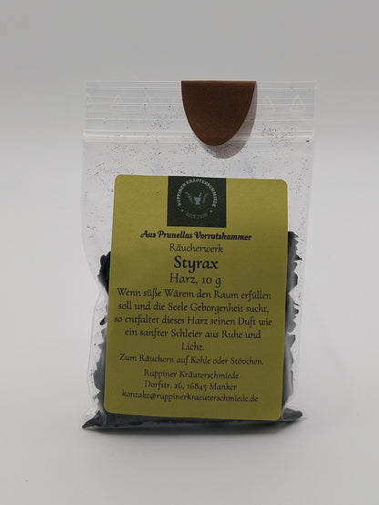 10g Styrax in einem Druckbeutel